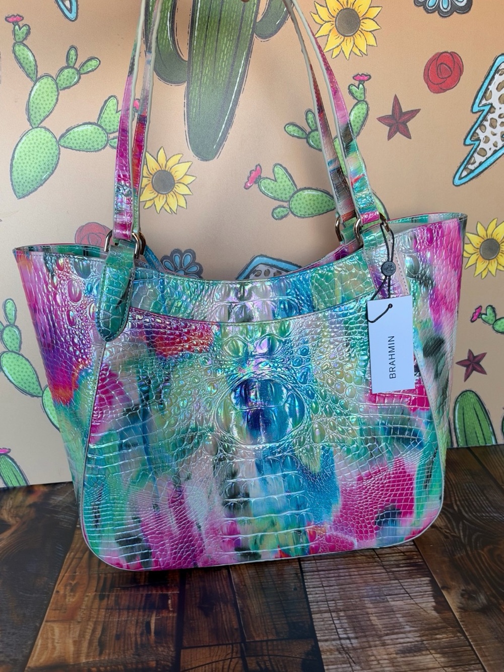 BEAUTIFUL FIRM BRAHMIN ALIZA IMPRESSION TOTE Gorgeous Colorful NWT